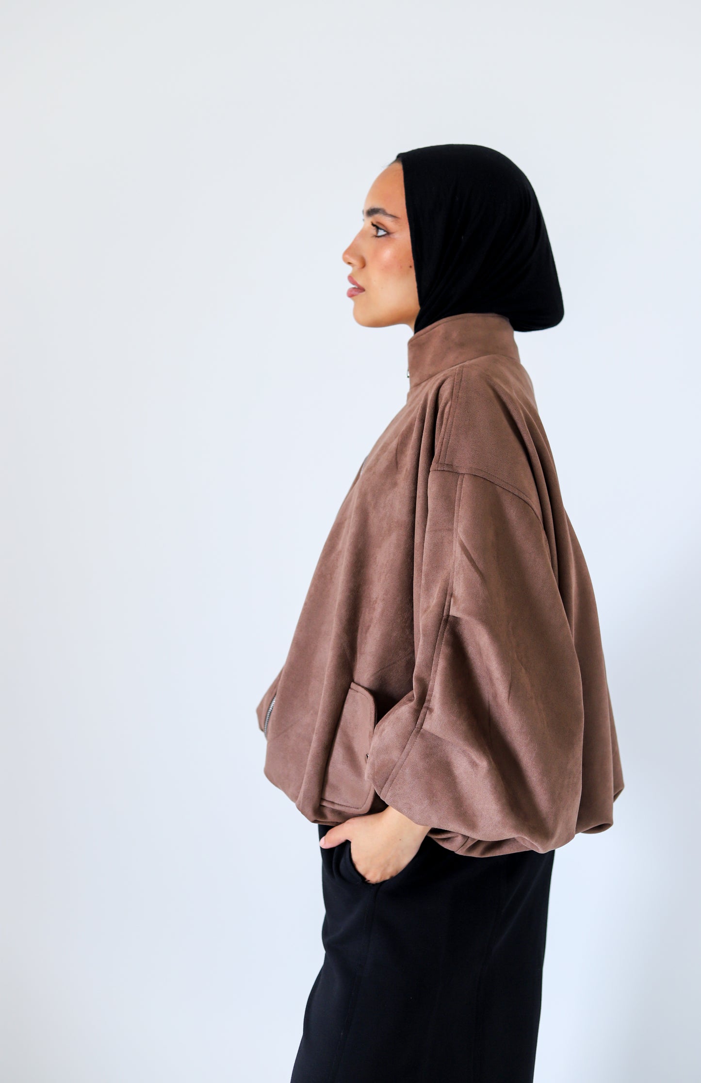 Bomber Suede Jacket — Brown