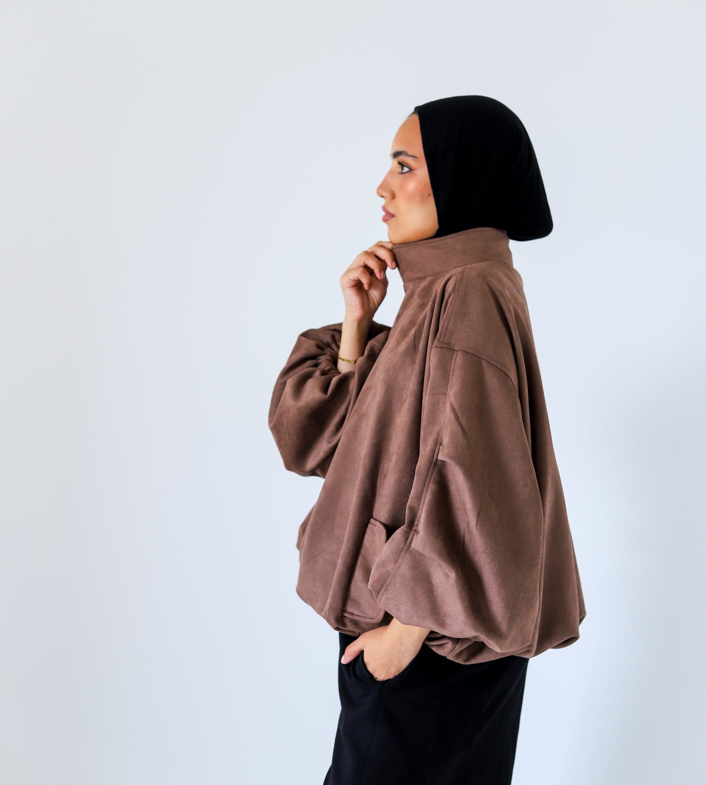 Bomber Suede Jacket — Brown