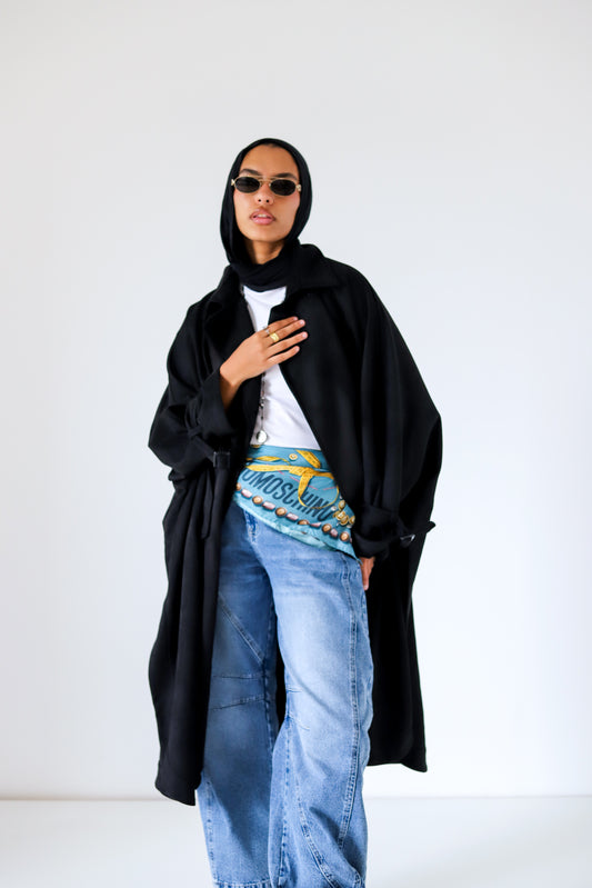 Open Sided Suede Jacket — Black