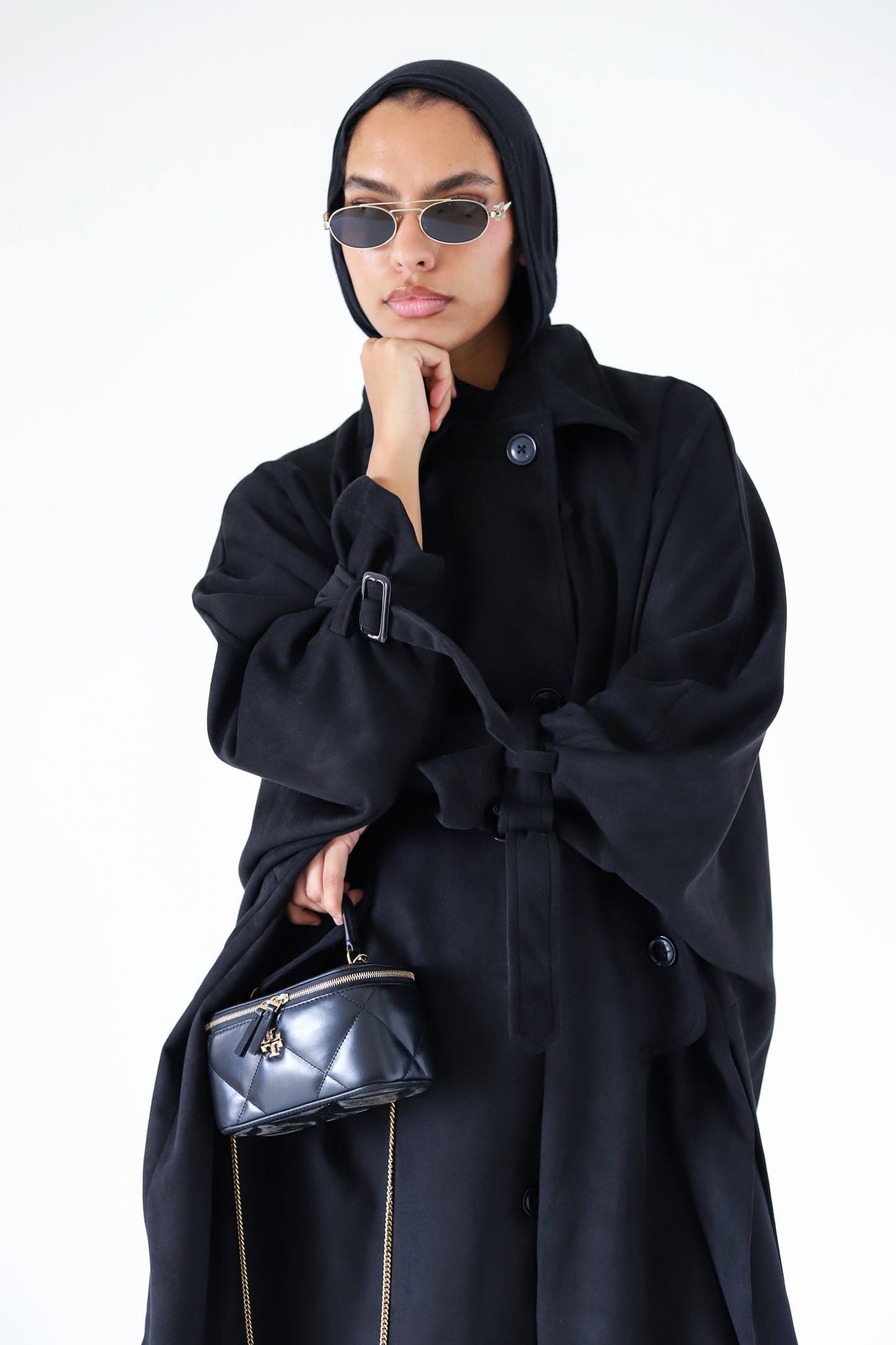 Open Sided Suede Jacket — Black