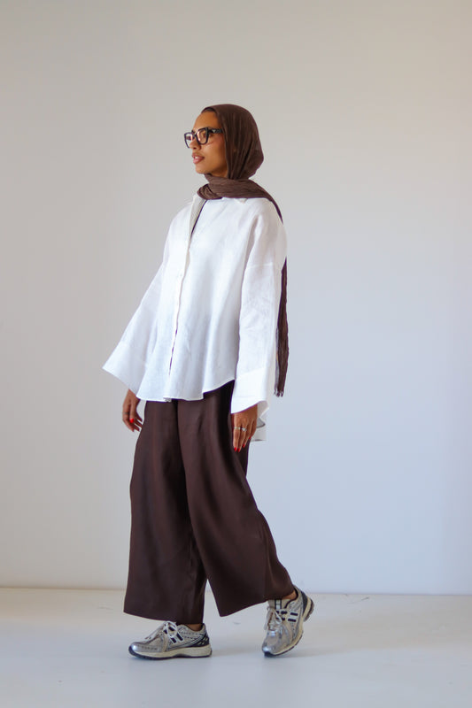 Rounded Linen Shirt — Offwhite