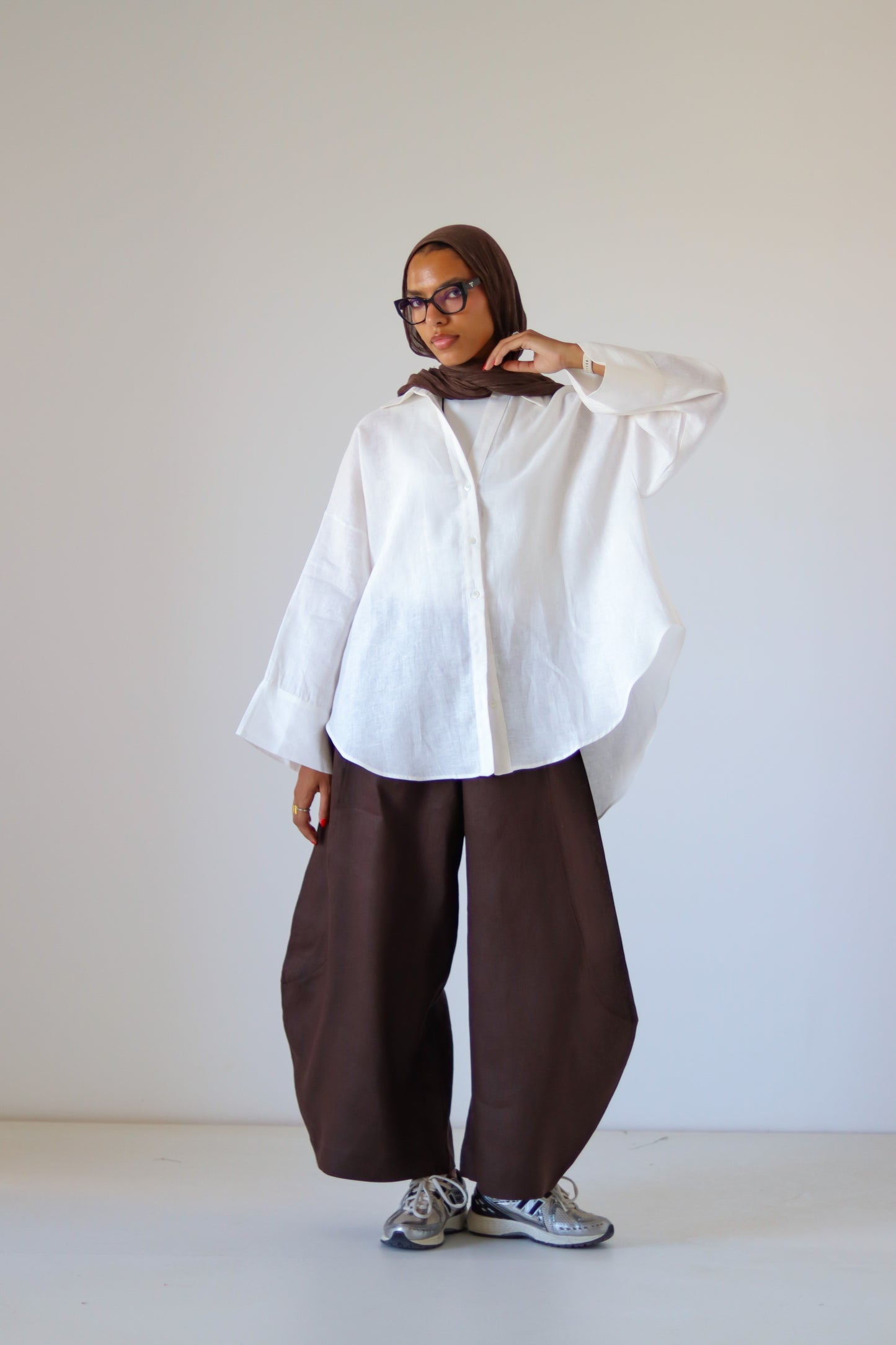 Rounded Linen Shirt — Offwhite