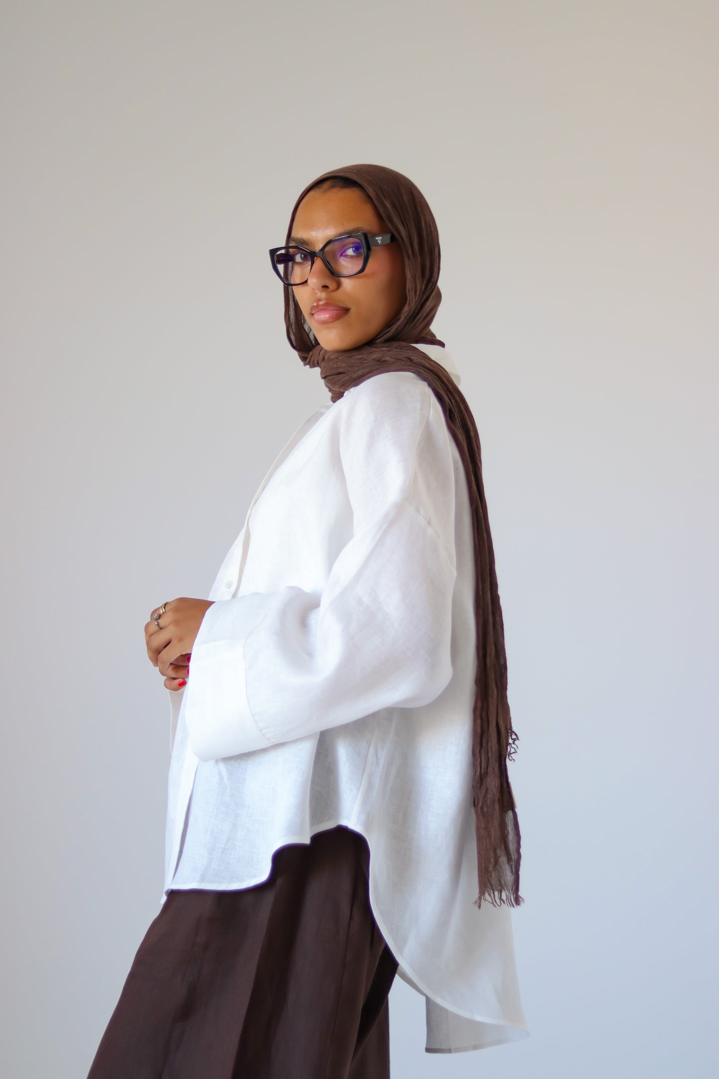 Rounded Linen Shirt — Offwhite