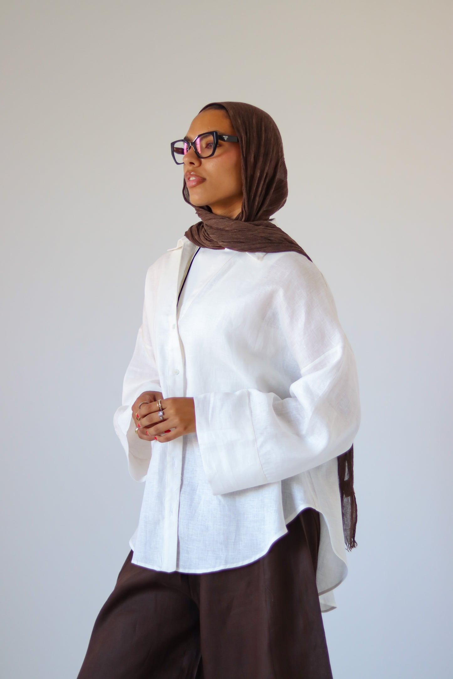 Rounded Linen Shirt — Offwhite