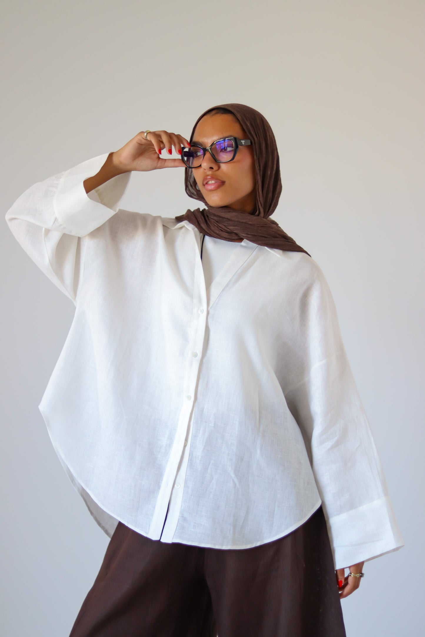Rounded Linen Shirt — Offwhite