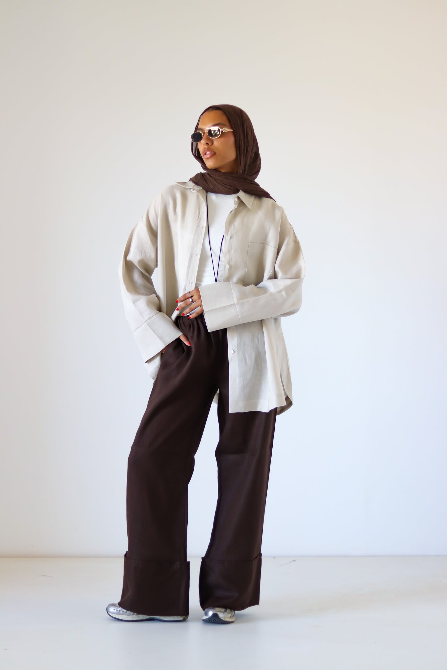 Big Slits Linen Shirt — Beige