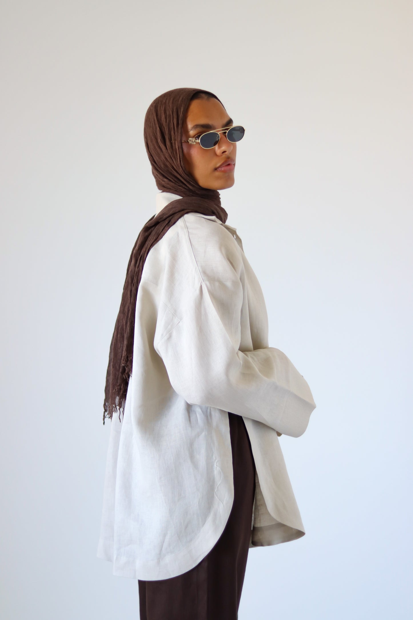 Big Slits Linen Shirt — Beige