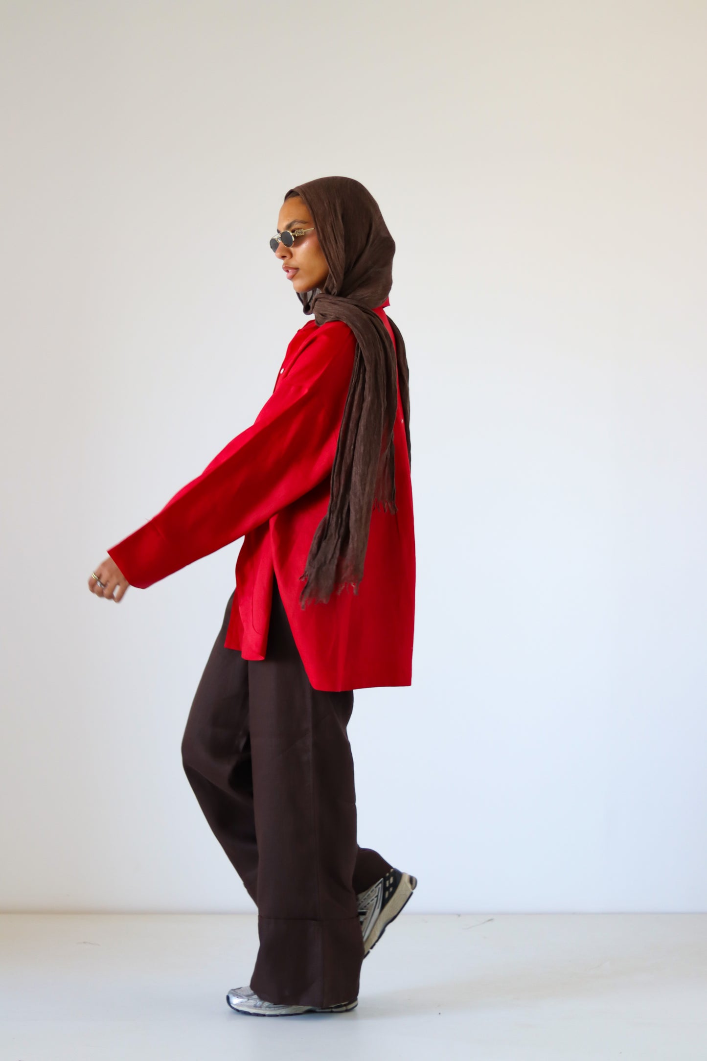 Big Slits Linen Shirt — Red