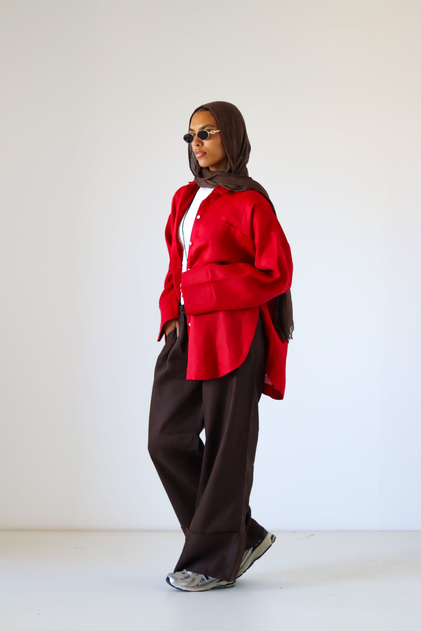 Big Slits Linen Shirt — Red
