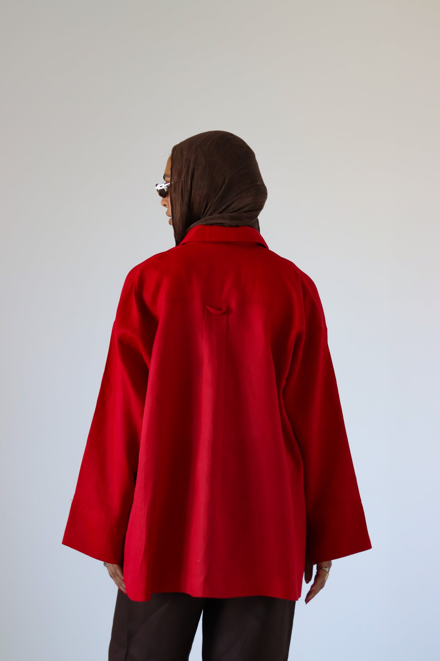 Big Slits Linen Shirt — Red