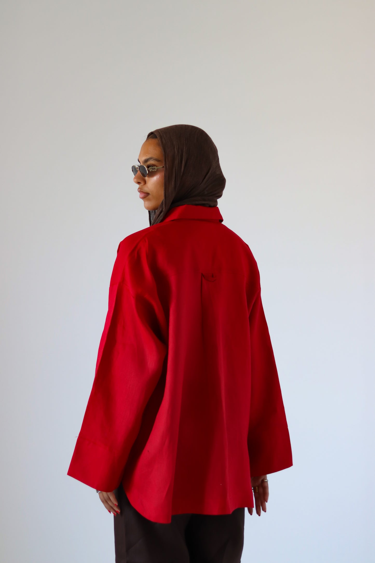 Big Slits Linen Shirt — Red