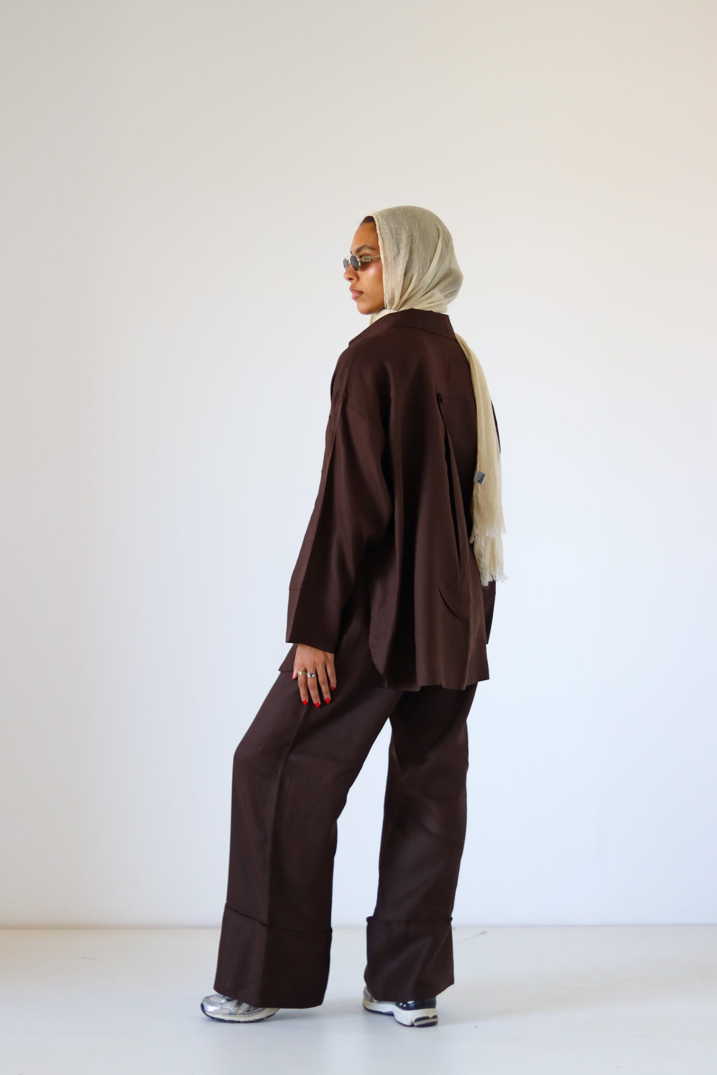 Big Slits Linen Shirt — Brown