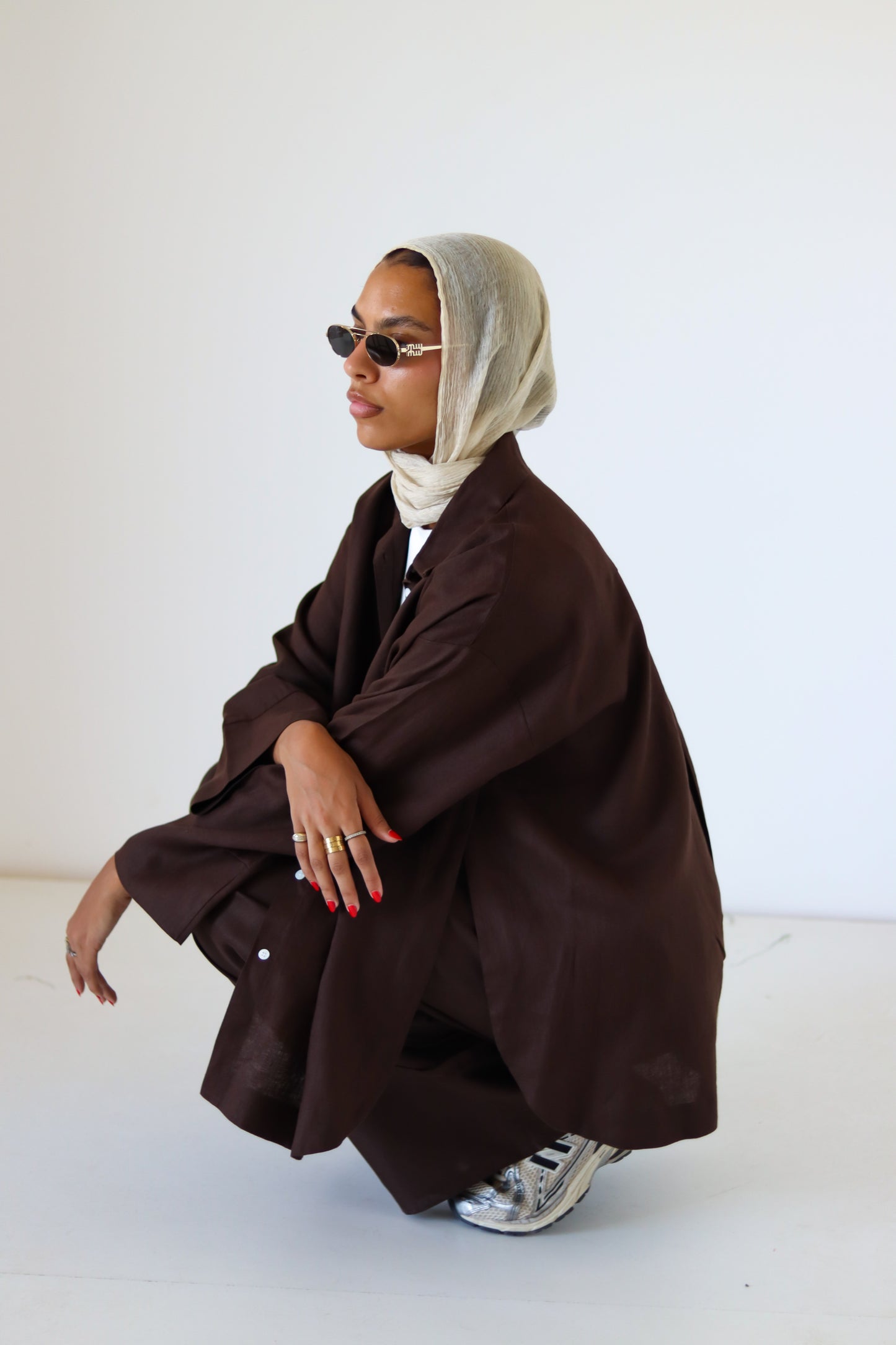 Big Slits Linen Shirt — Brown