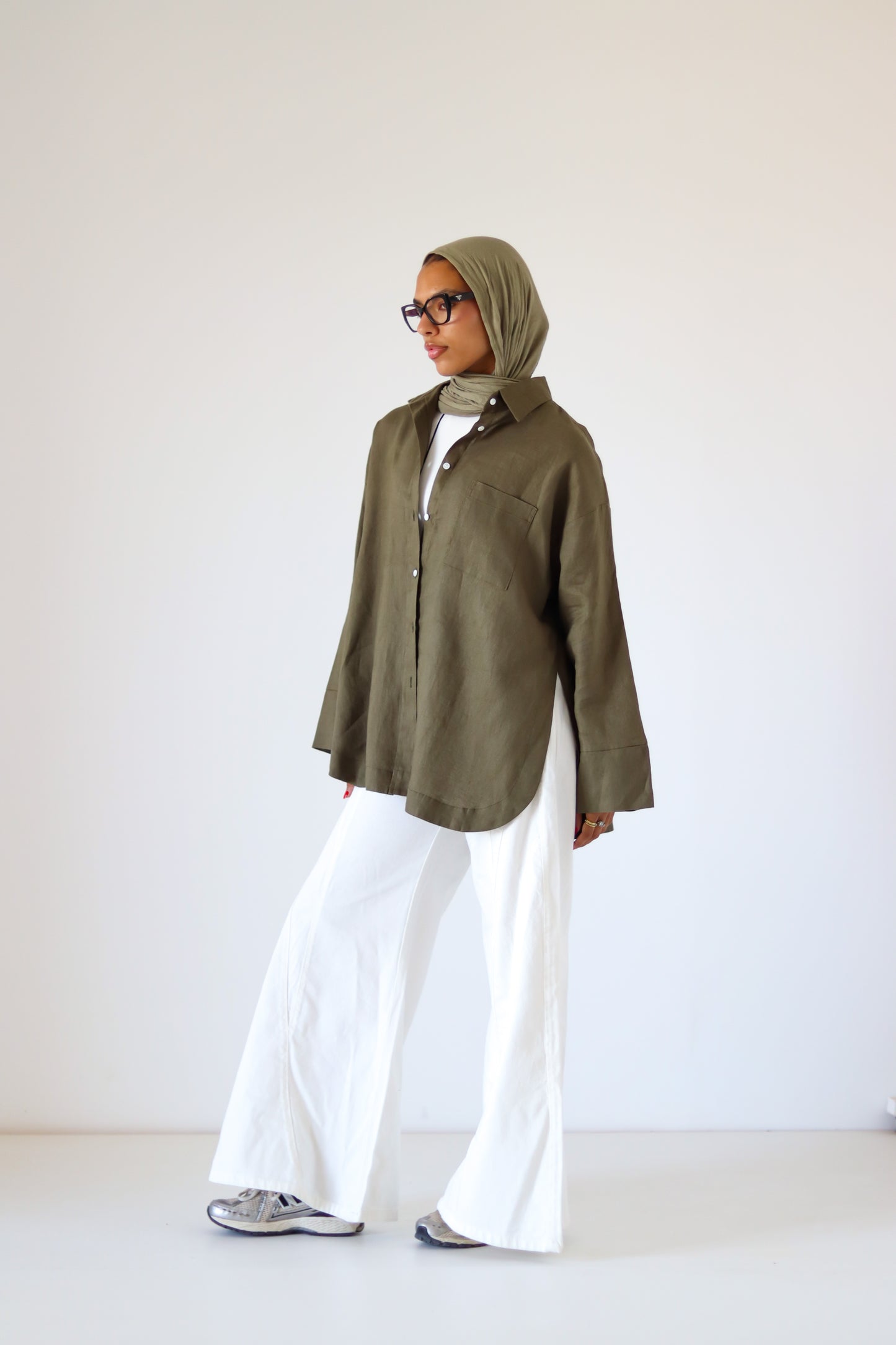 Big Slits Linen Shirt — Olive