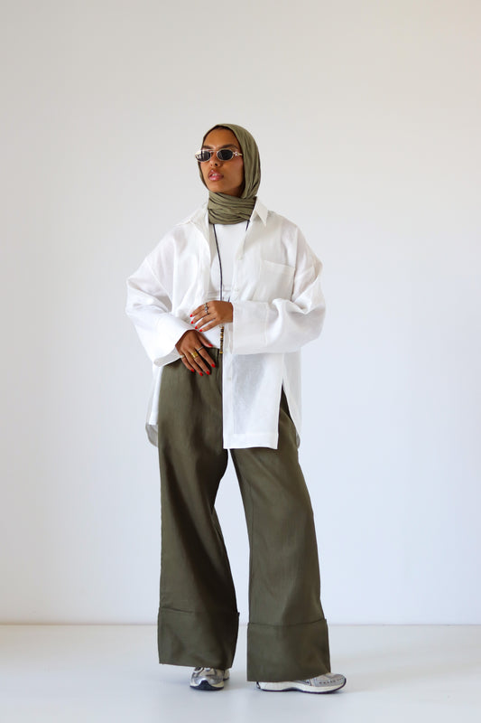 Big Slits Linen Shirt — Offwhite