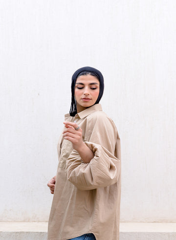 Jumper Sleeves Shirt - Beige