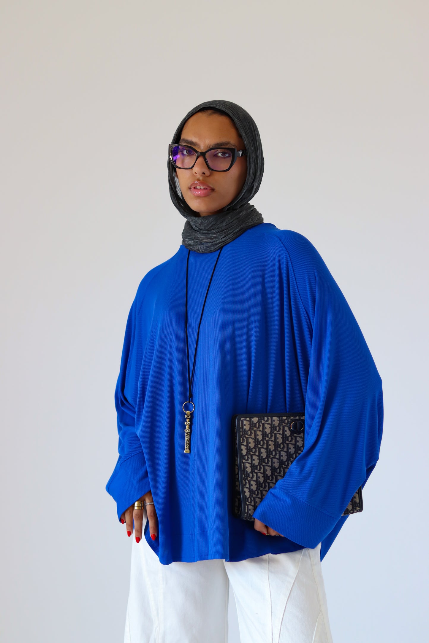 Wingo Pleated Top — Royal Blue