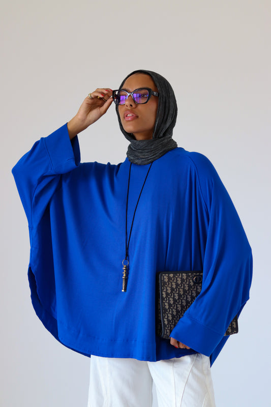 Wingo Pleated Top — Royal Blue