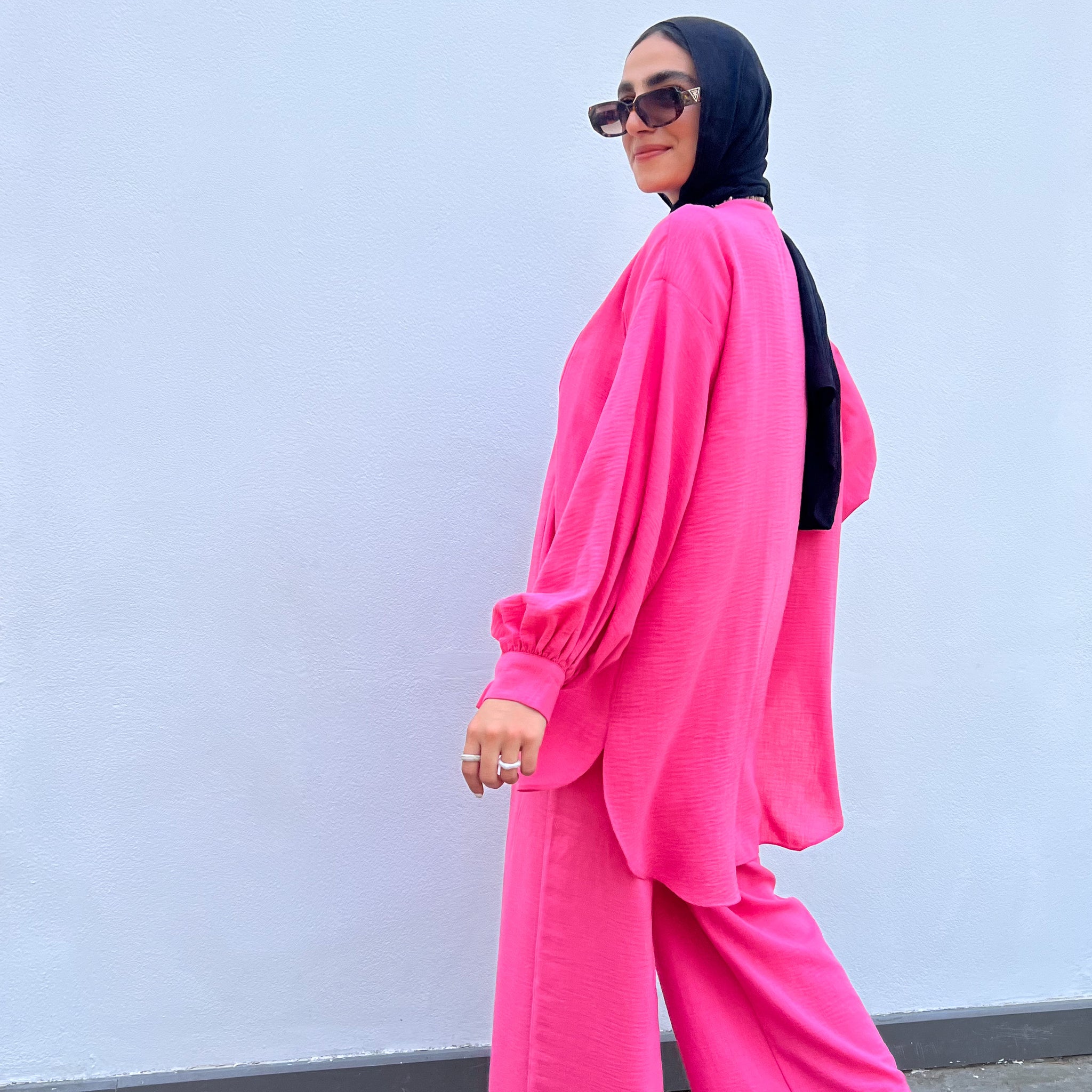 Effortless Linen Set in Fushia